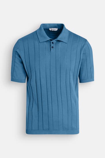 WOOL & CO Polo-Shirt azurblau