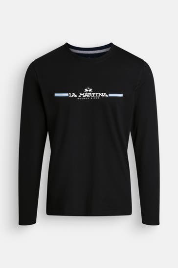 LA MARTINA Longsleeve schwarz
