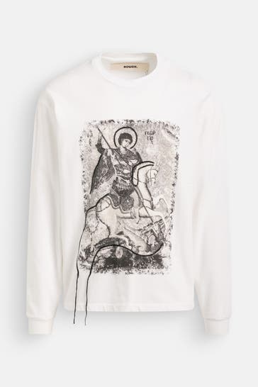 ROUGH. Longsleeve 'Holy George' weiß