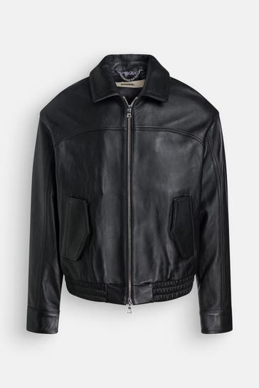 ROUGH. Lederjacke schwarz