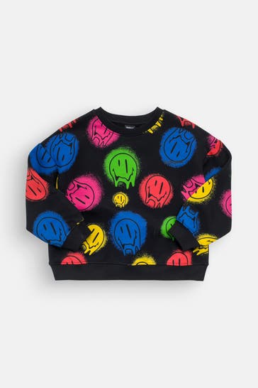 DESIGUAL Hoodie 'Smile' schwarz gemustert