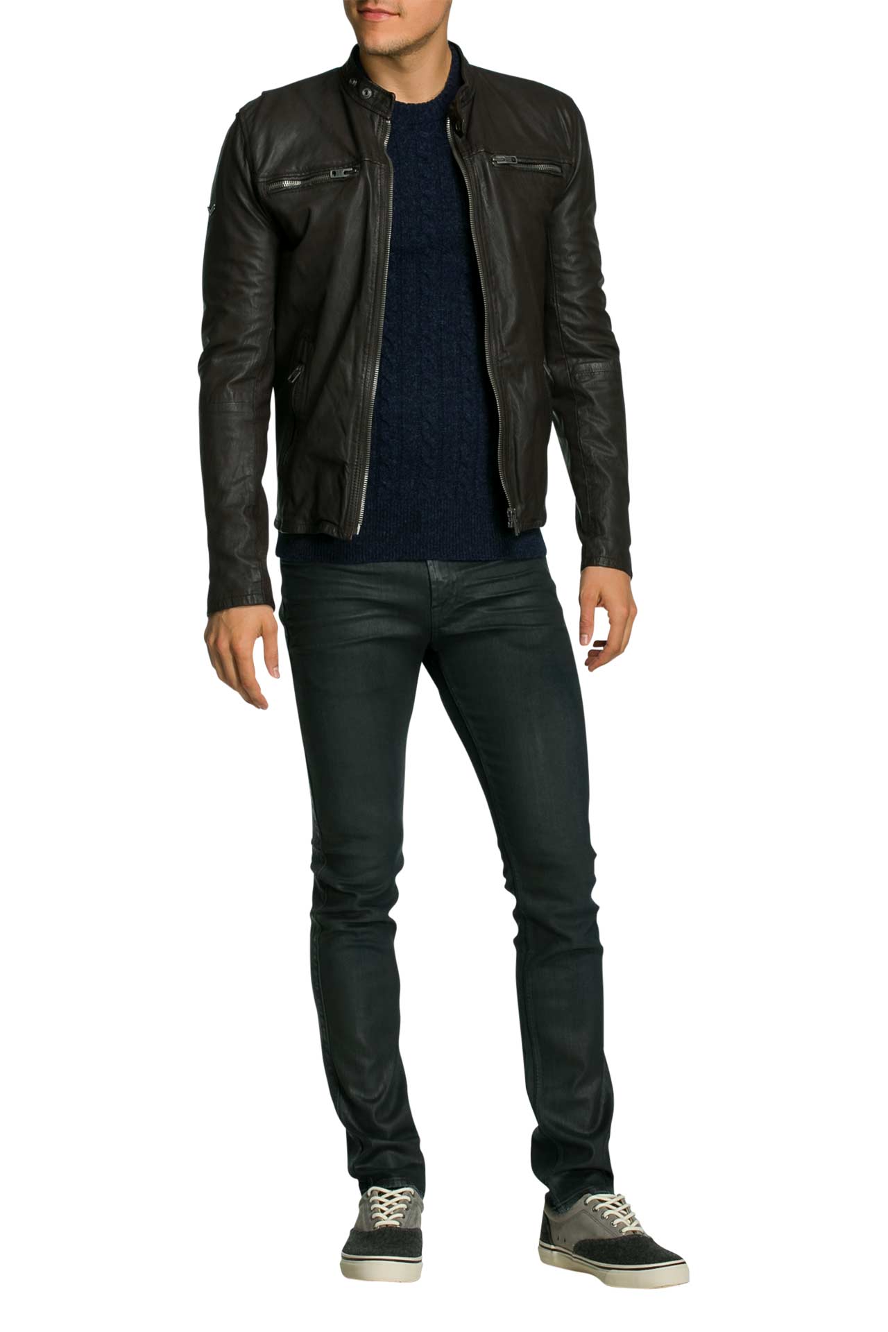 SUPERDRY Lederjacke Real Hero dunkelbraun gunstig online kaufen Outletcity
