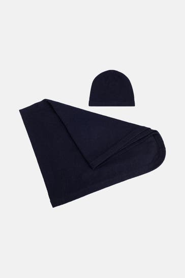 GANT Beanie und Decke Set blau