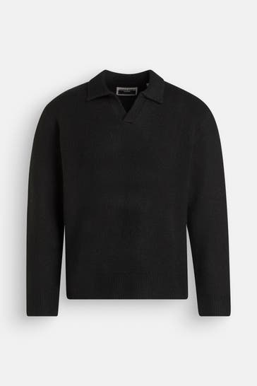 JACK & JONES Langarmpolo schwarz