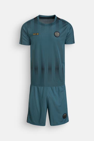 EA7 Set: T-Shirt und Sweatshorts graublau