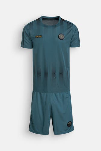 EA7 Set: T-Shirt und Sweatshorts graublau