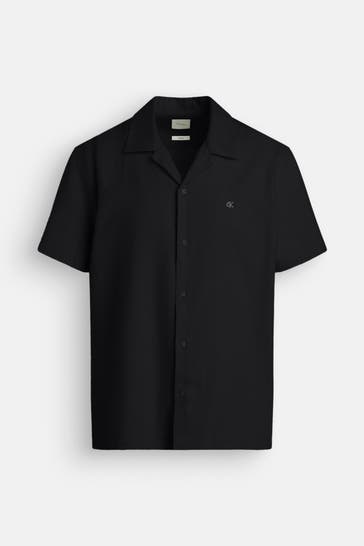 CK JEANS Leinenmix-Hemd schwarz
