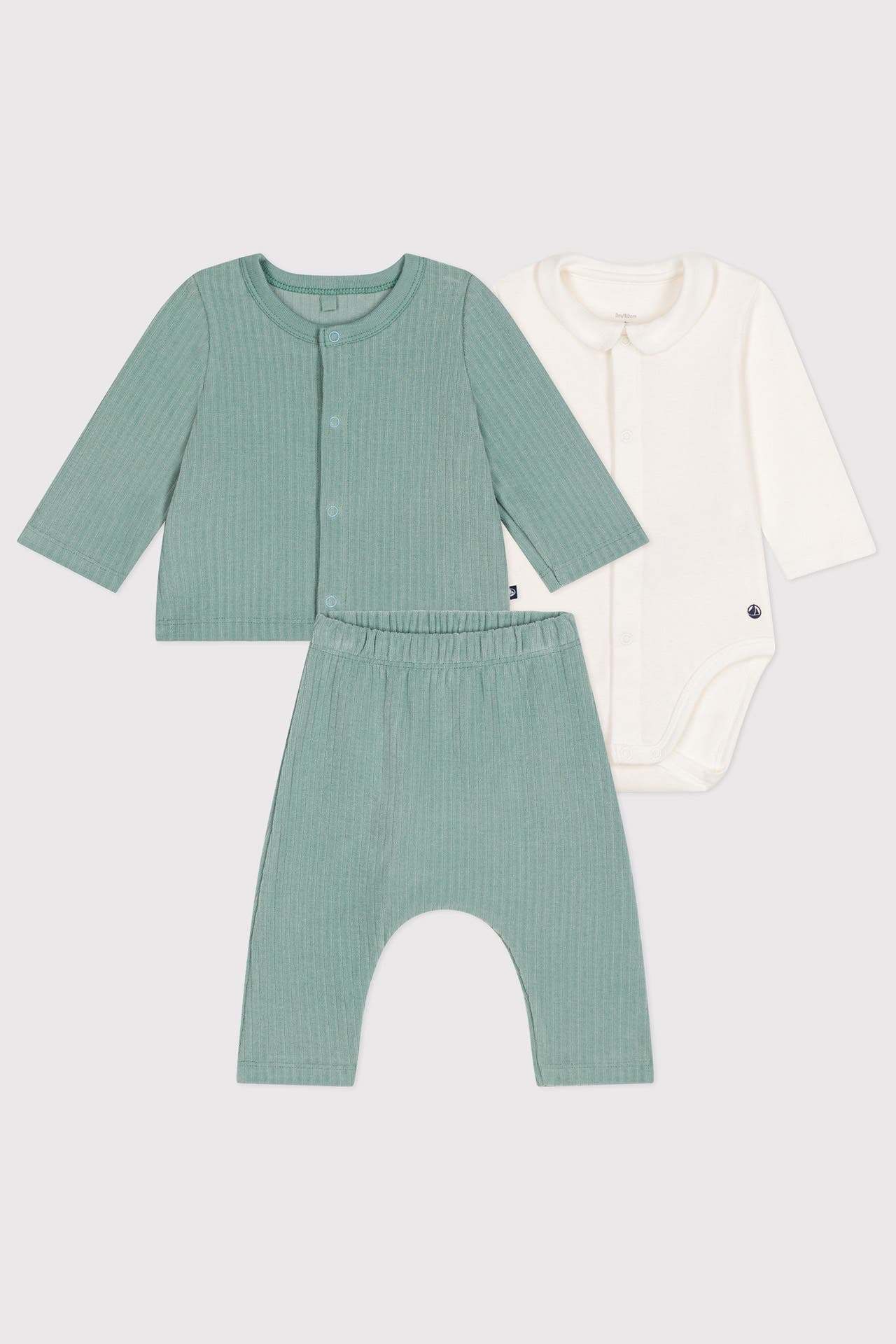 PETIT BATEAU Set: Longsleeve, Hose und Body, Bild 1
