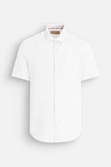 COLOURS & SONS Leinenmix-Kurzarmhemd weiß
