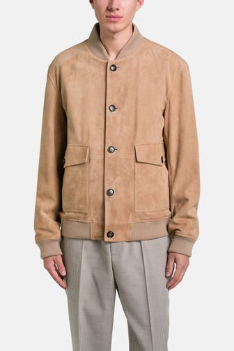 BOSS Leder-Blouson 'Melot' hellbraun