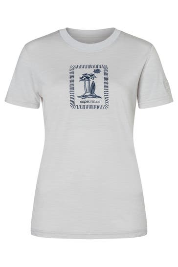 SUPER.NATURAL Funktionsshirt 'Palm Island' hellgrau
