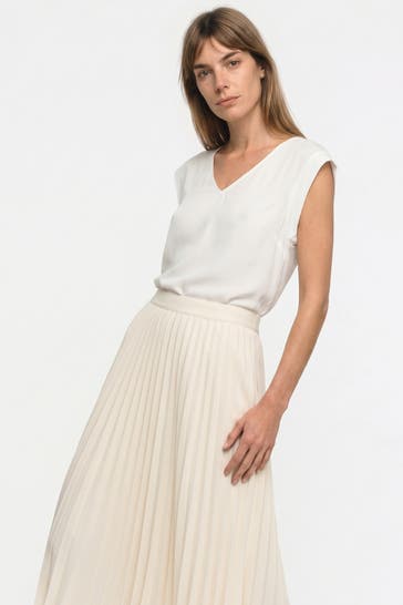 TOMMY HILFIGER Midirock 'Fluid Pleat' creme