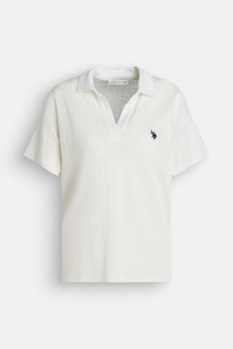 U.S. POLO ASSN. Leinen-Polo-Shirt 'Ada' weiß