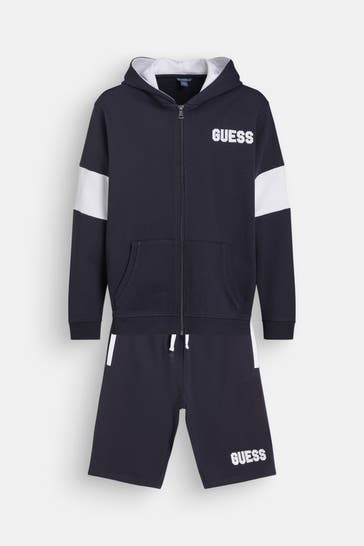 GUESS Set: Sweatjacke und Shorts navy