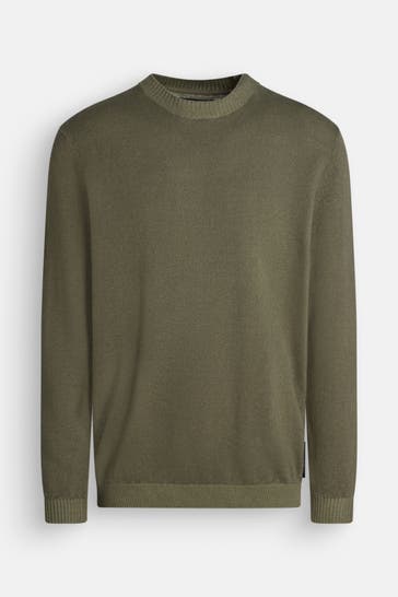 MARC O'POLO Leinenmix-Pullover dunkelgrün