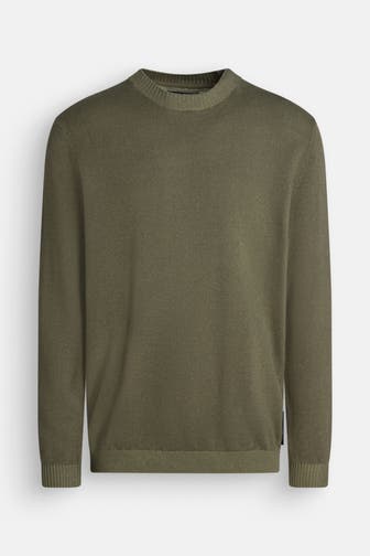 MARC O'POLO Leinenmix-Pullover dunkelgrün