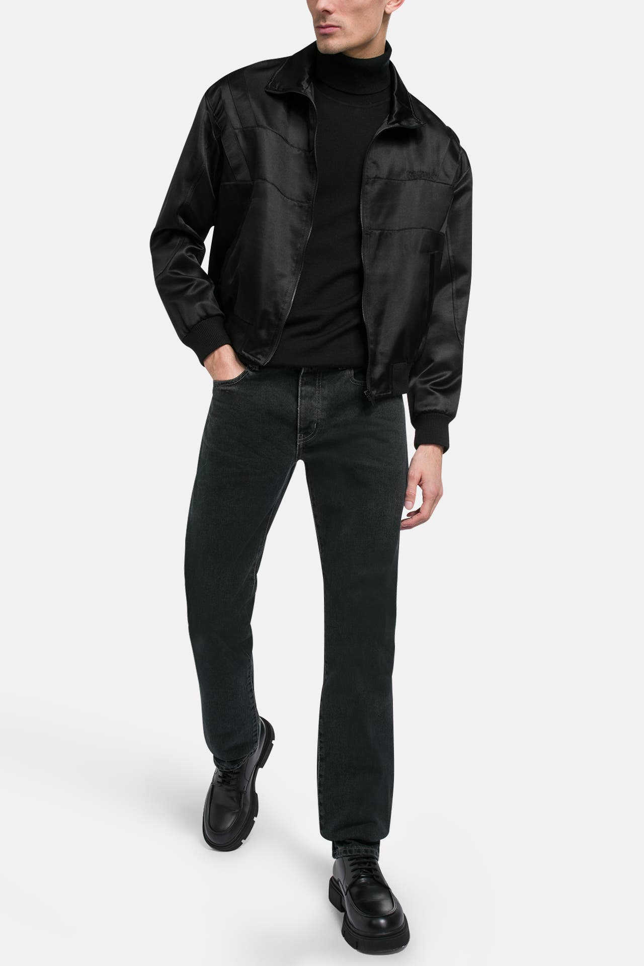 SAINT LAURENT Seidenmix-Blouson schwarz, Bild 1