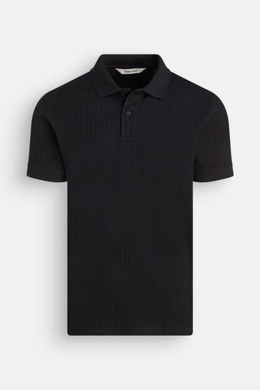 SELECTED Strick-Polo schwarz