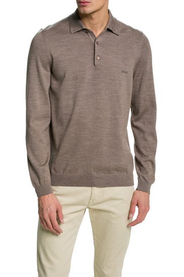 BOSS Strick-Polo 'Banet' taupe