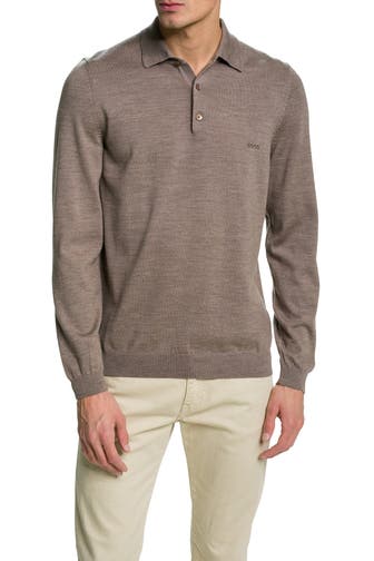 BOSS Strick-Polo 'Banet' taupe