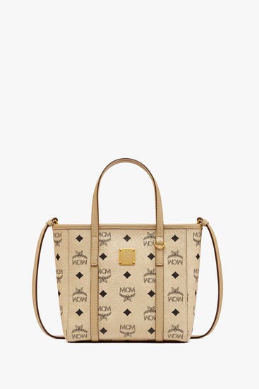 MCM - Handtasche creme gemustert