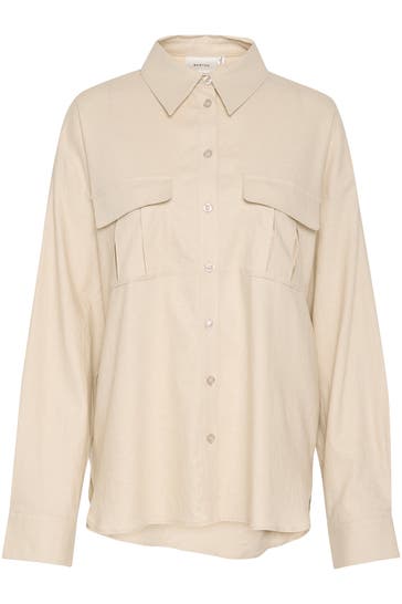 GESTUZ Leinenmix-Bluse 'Elarah' beige