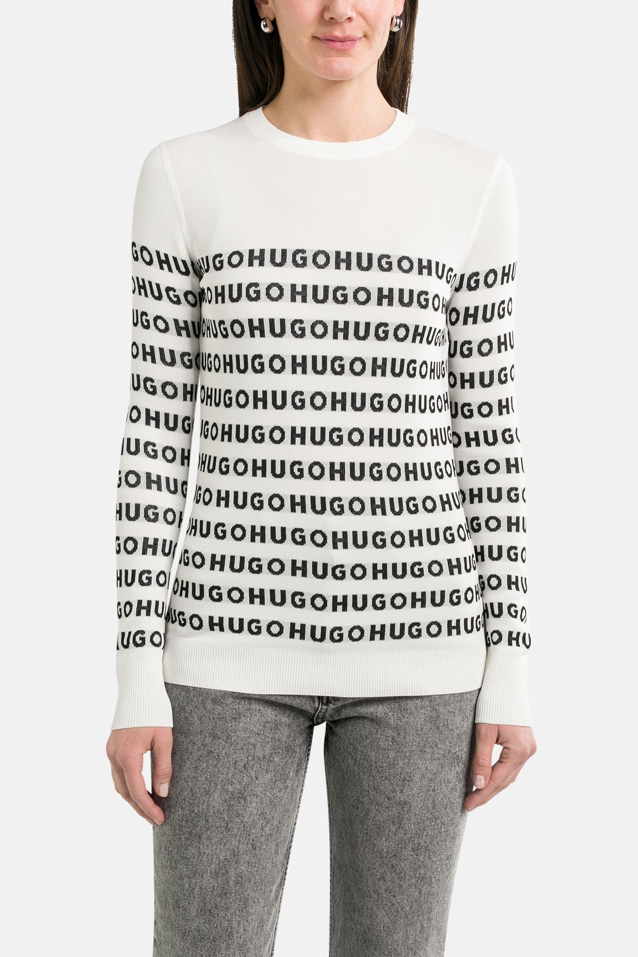 HUGO Strickpullover 'Sestrick' weiß gemustert, Bild 1