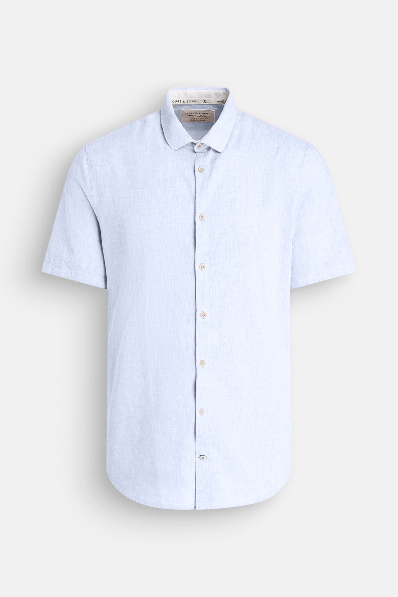 COLOURS & SONS Leinenmix-Kurzarmhemd hellblau, Bild 1