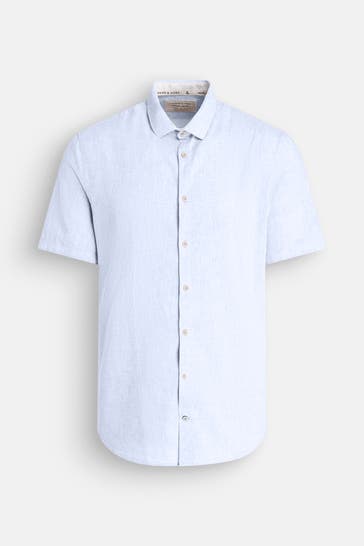 COLOURS & SONS Leinenmix-Kurzarmhemd hellblau