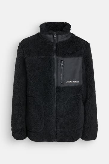 JACK & JONES Teddy-Fleecejacke schwarz