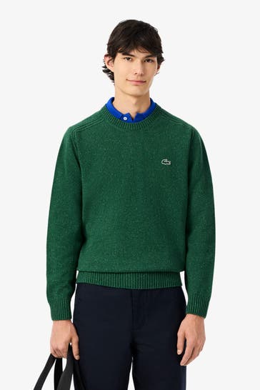LACOSTE Wollmix-Strickpullover dunkelgrün
