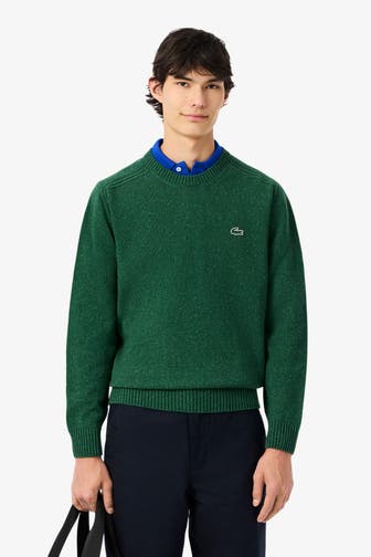 LACOSTE Wollmix-Strickpullover dunkelgrün