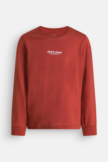 JACK & JONES Langarmshirt 'Vesterbro' rostrot