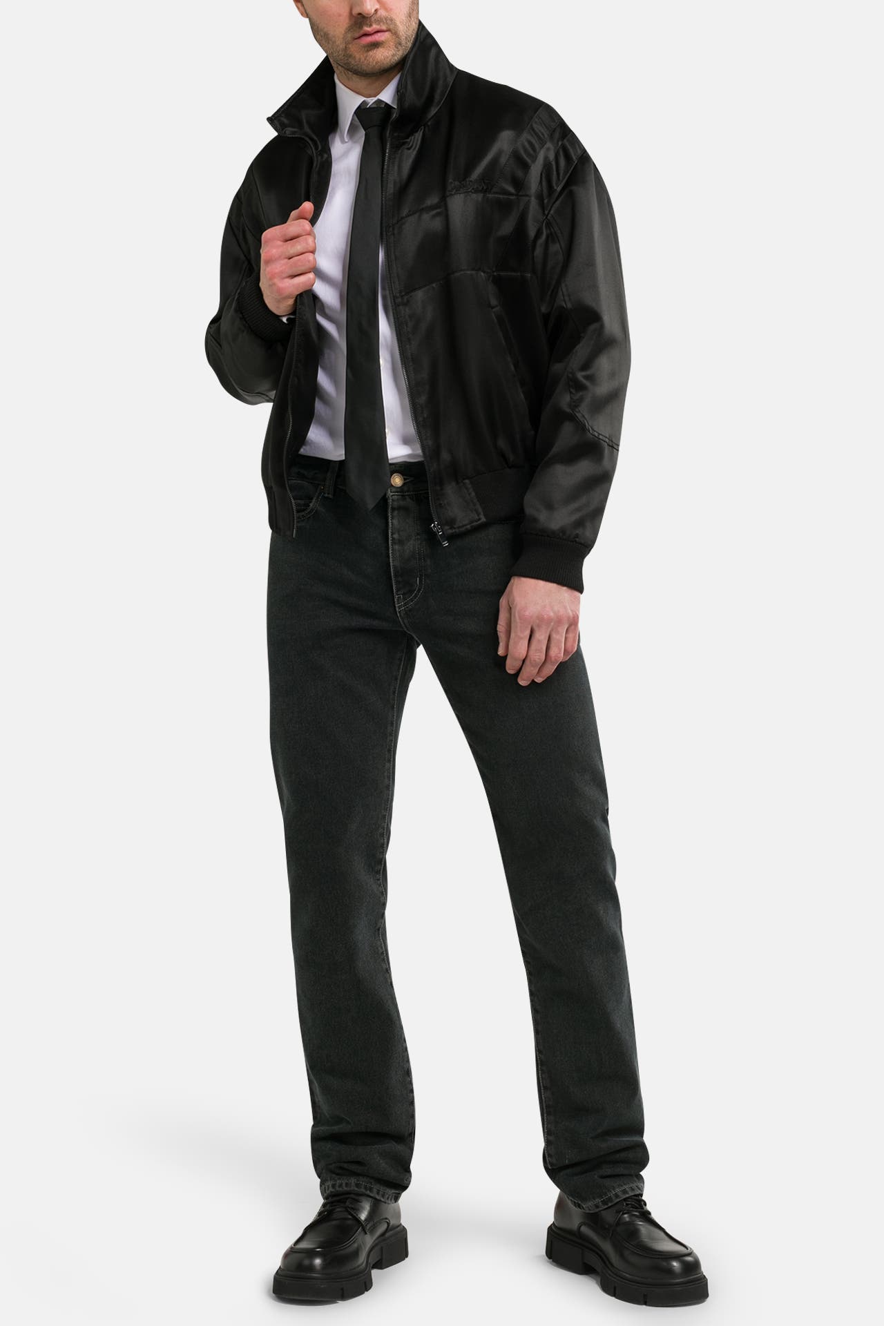 SAINT LAURENT Seidenmix-Blouson schwarz, Bild 1