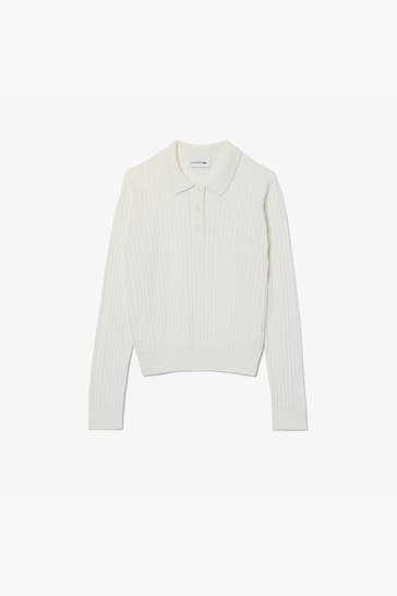 LACOSTE Strick-Polo weiß