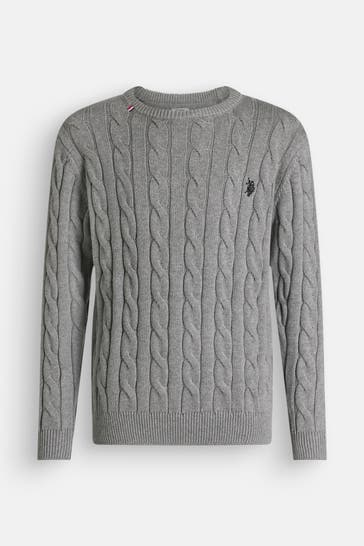 U.S. POLO ASSN. Strickpullover 'Milk' grau