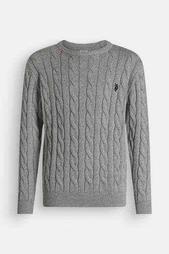 U.S. POLO ASSN. Strickpullover 'Milk' grau