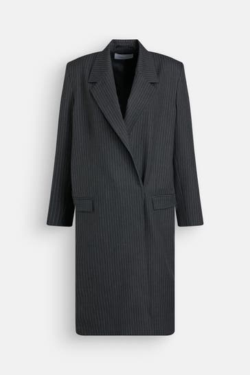 2NDDAY Mantel 'Torrino' dunkelgrau gestreift