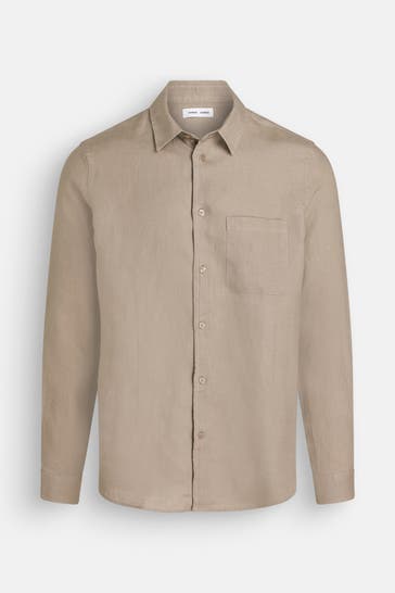 SAMSØE & SAMSØE Leinen-Hemd 'Liam' greige