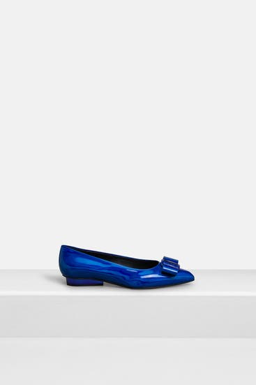 FERRAGAMO - Leder-Ballerinas 'Viva' königsblau
