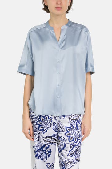 HERZENSANGELEGENHEIT Seidenmix-Bluse blau