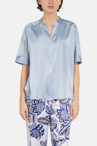 HERZENSANGELEGENHEIT Seidenmix-Bluse blau