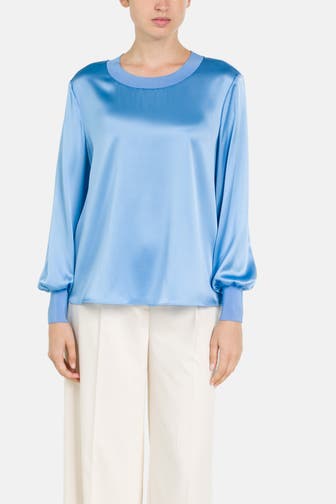 HERZENSANGELEGENHEIT Seidenmix-Blusenshirt himmelblau