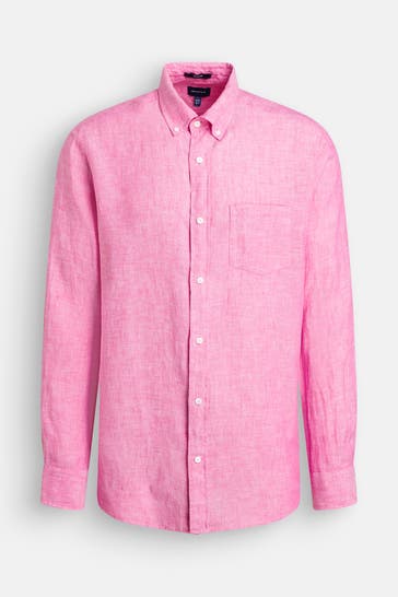 GANT Leinenhemd dunkelrosa Regular Fit