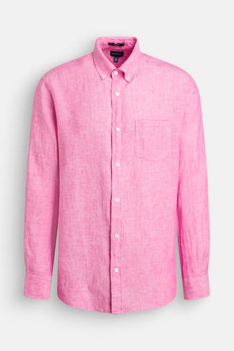 GANT Leinenhemd dunkelrosa Regular Fit