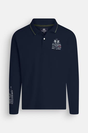 LA MARTINA Langarm-Polo schwarzblau