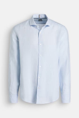 BOSS Leinenhemd hellblau