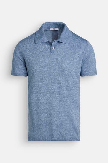 DANIELE FIESOLI Leinenmix-Polo blau