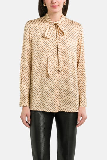 BOSS Seidenmix-Bluse 'Bitoa' gemustert