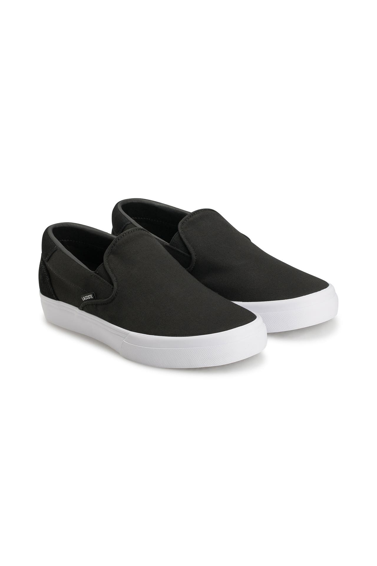 Lacoste black slip ons sale